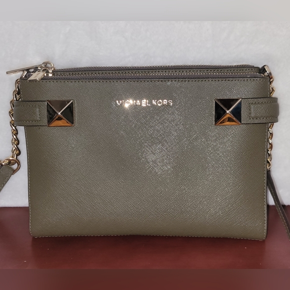 Michael Kors Karla Leather Crossbody Bag,  Army Green - Picture 2 of 13